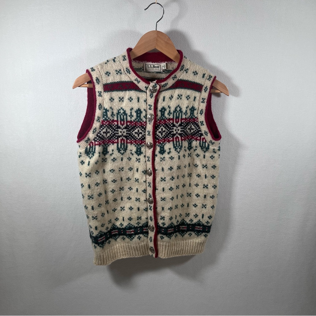 Vintage Womens Llbean Nordic Wool Sweater Vest Size S